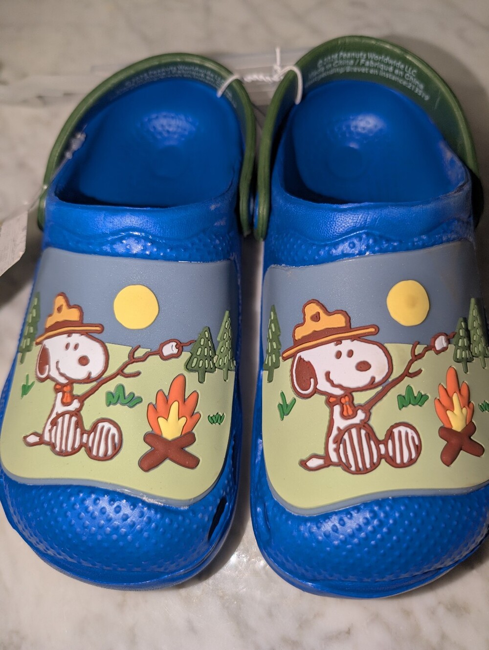 🆕 Snoopy Blue Kids Crocs-Style Slip-On Shoes Clogs Camp Theme Sizes 7 8 & 9 10